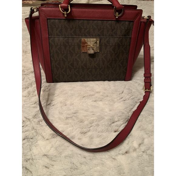 Michael Kors Purse Burgundy And Chocolate - Picture 1 of 13